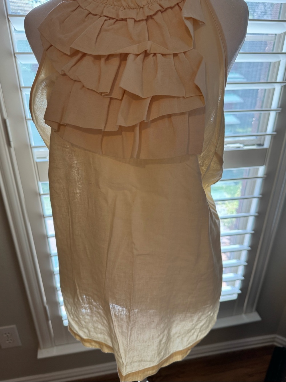 Women's Ruffled Halter Shell Top - Cream - Picture 6 of 7